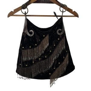 FRINGE BEADED SHOULDER PURSE